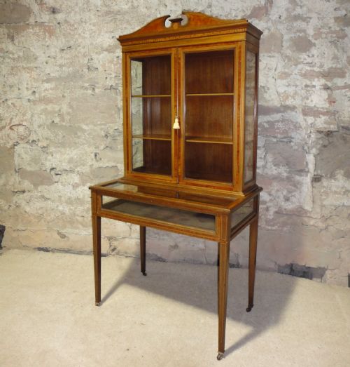 antique late victorian sheraton style bijouterie cabinet - CATEGORY: ANTIQUE CABINETS - DATED VICTORIAN