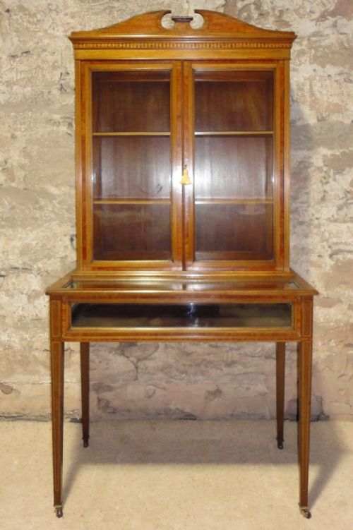 ANTIQUE LATE VICTORIAN SHERATON STYLE BIJOUTERIE CABINET - ADDITIONAL PHOTO 1