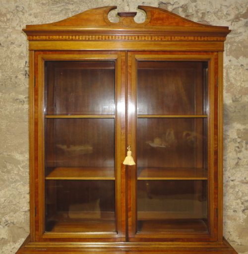 ANTIQUE LATE VICTORIAN SHERATON STYLE BIJOUTERIE CABINET - ADDITIONAL PHOTO 3
