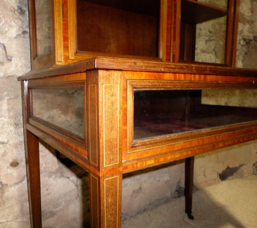 ANTIQUE LATE VICTORIAN SHERATON STYLE BIJOUTERIE CABINET - ADDITIONAL PHOTO 8