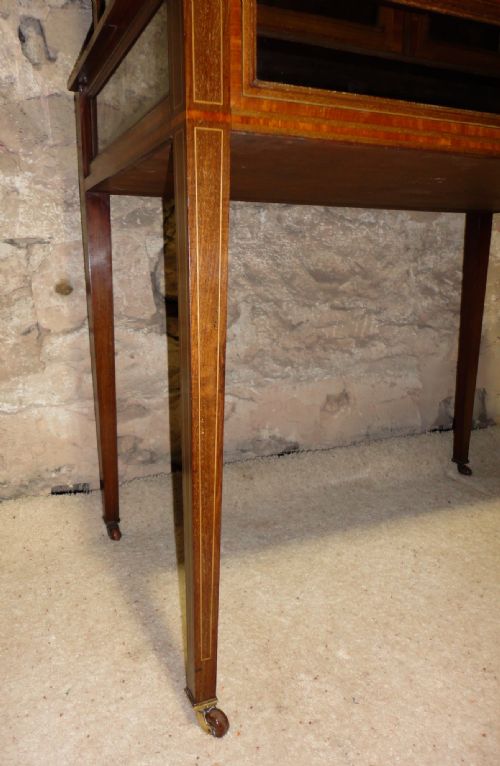 ANTIQUE LATE VICTORIAN SHERATON STYLE BIJOUTERIE CABINET - ADDITIONAL PHOTO 9