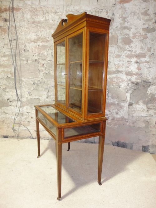 ANTIQUE LATE VICTORIAN SHERATON STYLE BIJOUTERIE CABINET - ADDITIONAL PHOTO 10