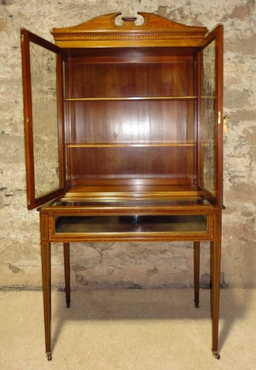 ANTIQUE LATE VICTORIAN SHERATON STYLE BIJOUTERIE CABINET - ADDITIONAL PHOTO 11