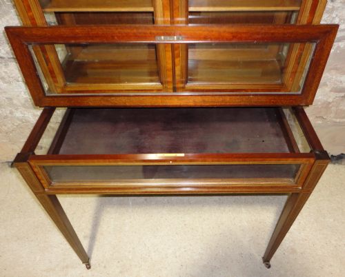 ANTIQUE LATE VICTORIAN SHERATON STYLE BIJOUTERIE CABINET - ADDITIONAL PHOTO 13