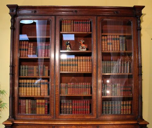 ANTIQUE VICTORIAN OAK LIBRARY BOOKCASE - ADDITIONAL PHOTO 2