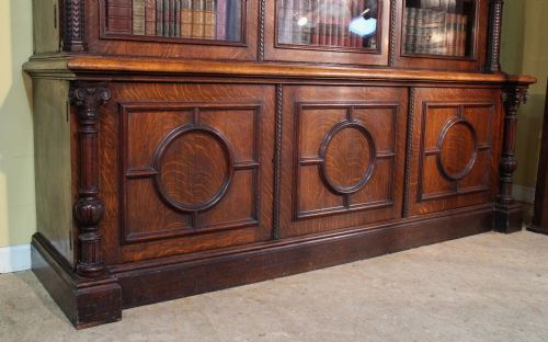 ANTIQUE VICTORIAN OAK LIBRARY BOOKCASE - ADDITIONAL PHOTO 3