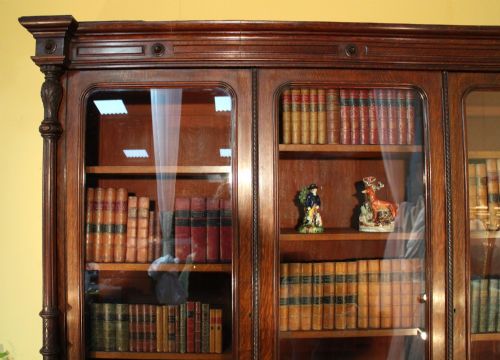 ANTIQUE VICTORIAN OAK LIBRARY BOOKCASE - ADDITIONAL PHOTO 4