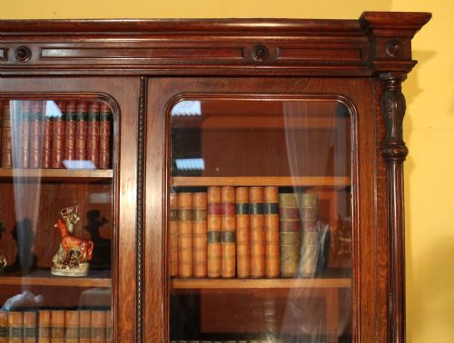 ANTIQUE VICTORIAN OAK LIBRARY BOOKCASE - ADDITIONAL PHOTO 5