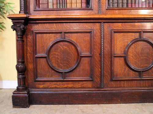 ANTIQUE VICTORIAN OAK LIBRARY BOOKCASE - ADDITIONAL PHOTO 9