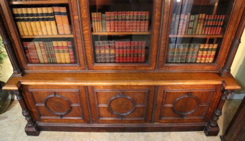ANTIQUE VICTORIAN OAK LIBRARY BOOKCASE - ADDITIONAL PHOTO 10