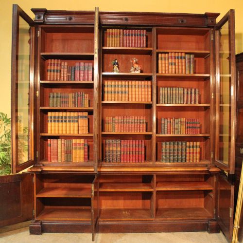 ANTIQUE VICTORIAN OAK LIBRARY BOOKCASE - ADDITIONAL PHOTO 12