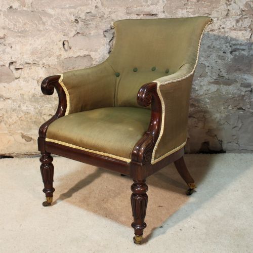 regency rosewood library armchair - CATEGORY: ANTIQUE CHAIRS - DATED REGENCY