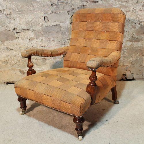 victorian howard and sons style library chair - CATEGORY: ANTIQUE CHAIRS - DATED VICTORIAN