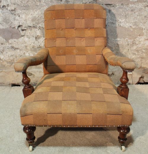 VICTORIAN HOWARD AND SONS STYLE LIBRARY CHAIR - ADDITIONAL PHOTO 1