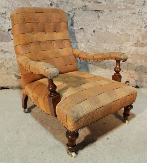 VICTORIAN HOWARD AND SONS STYLE LIBRARY CHAIR - ADDITIONAL PHOTO 2