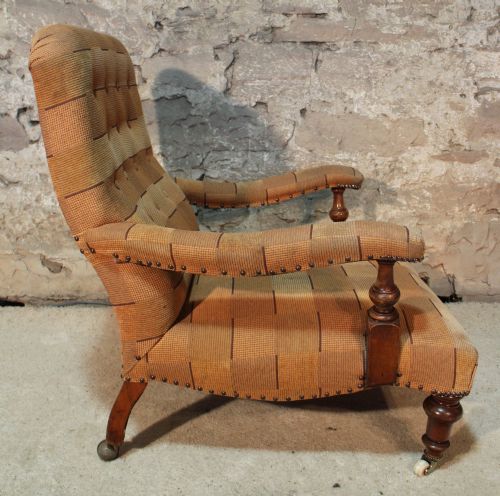 VICTORIAN HOWARD AND SONS STYLE LIBRARY CHAIR - ADDITIONAL PHOTO 3
