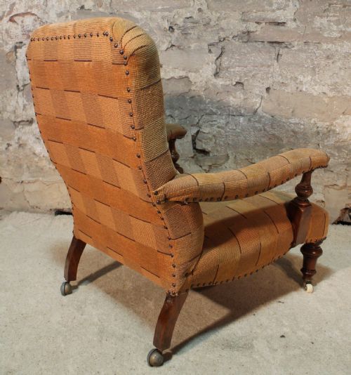 VICTORIAN HOWARD AND SONS STYLE LIBRARY CHAIR - ADDITIONAL PHOTO 4