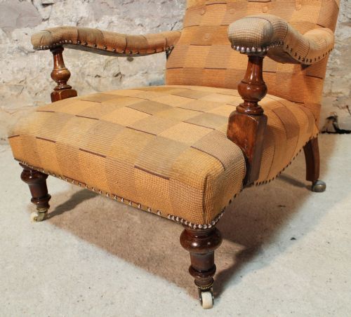 VICTORIAN HOWARD AND SONS STYLE LIBRARY CHAIR - ADDITIONAL PHOTO 5