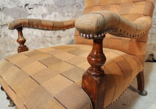 VICTORIAN HOWARD AND SONS STYLE LIBRARY CHAIR - ADDITIONAL PHOTO 6
