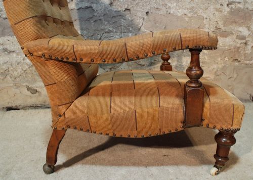 VICTORIAN HOWARD AND SONS STYLE LIBRARY CHAIR - ADDITIONAL PHOTO 10