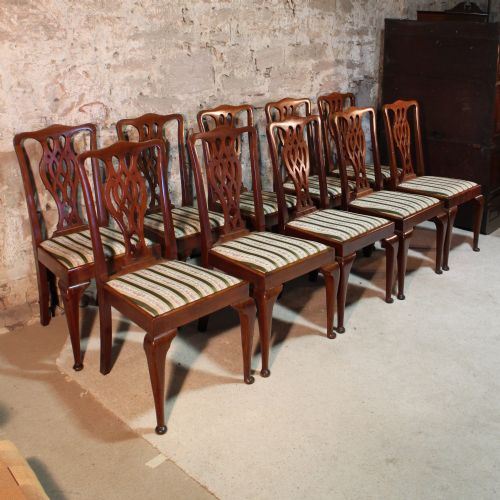 SET OF 10 ANTIQUE GEORGIAN CHIPPENDALE STYLE DINING CHAIRS C1900 - ADDITIONAL PHOTO 1