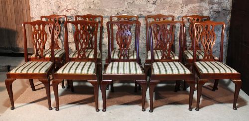 SET OF 10 ANTIQUE GEORGIAN CHIPPENDALE STYLE DINING CHAIRS C1900 - ADDITIONAL PHOTO 2