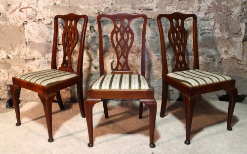SET OF 10 ANTIQUE GEORGIAN CHIPPENDALE STYLE DINING CHAIRS C1900 - ADDITIONAL PHOTO 4