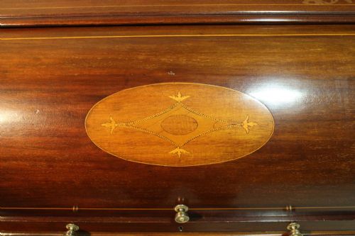 EDWARDIAN MAHOGANY INLAID CYLINDER DESK - ADDITIONAL PHOTO 7