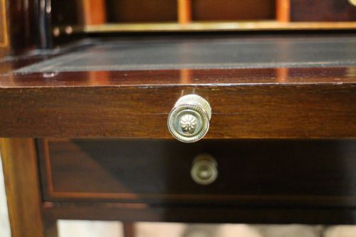 EDWARDIAN MAHOGANY INLAID CYLINDER DESK - ADDITIONAL PHOTO 9
