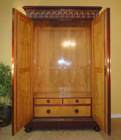 VICTORIAN GOTHIC MAHOGANY GILT WARDROBE - ADDITIONAL PHOTO 11