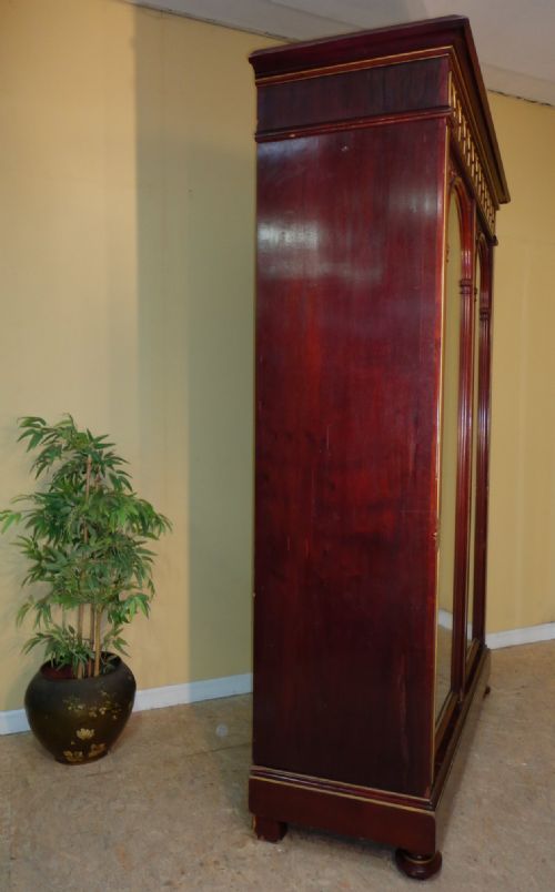 VICTORIAN GOTHIC MAHOGANY GILT WARDROBE - ADDITIONAL PHOTO 13
