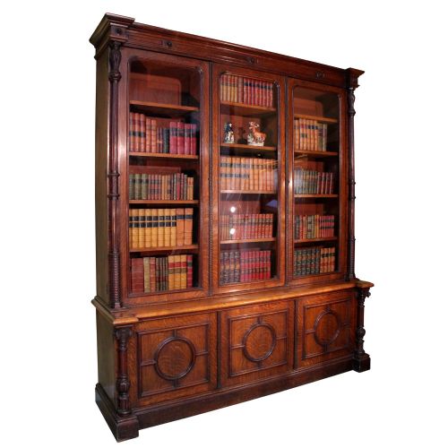 antique victorian oak library bookcase - CATEGORY: ANTIQUE BOOKCASES - DATED 1860