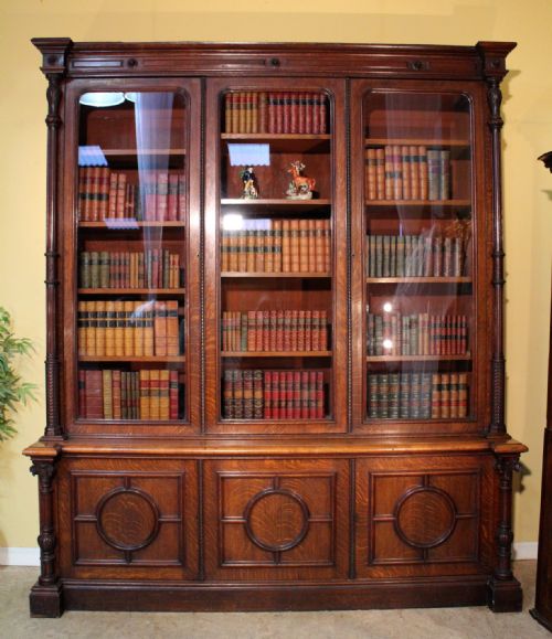 ANTIQUE VICTORIAN OAK LIBRARY BOOKCASE - ADDITIONAL PHOTO 1