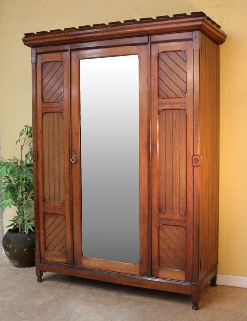 ARTS CRAFTS AESTHETIC OAK INLAID WARDROBE CHARLES BEVAN STYLE - ADDITIONAL PHOTO 1