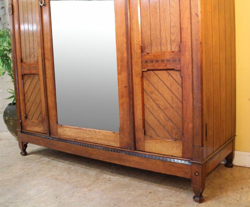 ARTS CRAFTS AESTHETIC OAK INLAID WARDROBE CHARLES BEVAN STYLE - ADDITIONAL PHOTO 3