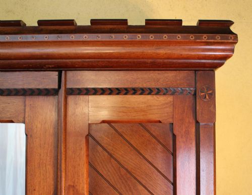 ARTS CRAFTS AESTHETIC OAK INLAID WARDROBE CHARLES BEVAN STYLE - ADDITIONAL PHOTO 5