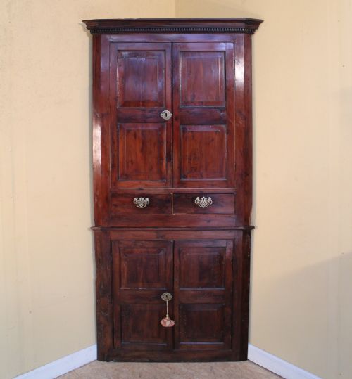 AN 18TH CENTURY GEORGIAN IRISH YEW CORNER CUPBOARD - ADDITIONAL PHOTO 1
