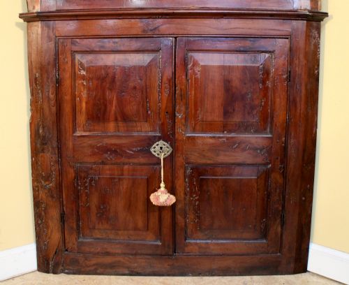 AN 18TH CENTURY GEORGIAN IRISH YEW CORNER CUPBOARD - ADDITIONAL PHOTO 5