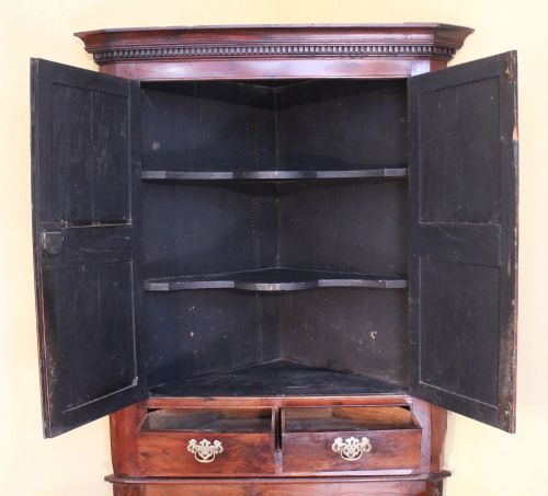 AN 18TH CENTURY GEORGIAN IRISH YEW CORNER CUPBOARD - ADDITIONAL PHOTO 14