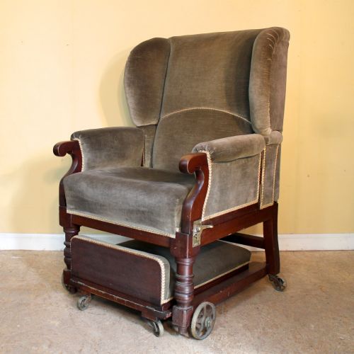 victorian mahogany reclining invalids wing armchair - CATEGORY: ANTIQUE CHAIRS - DATED VICTORIAN