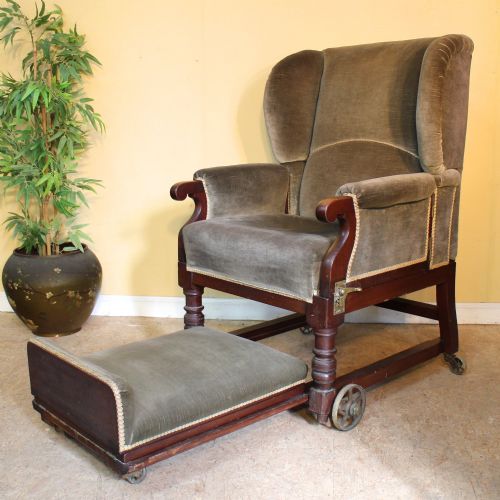 VICTORIAN MAHOGANY RECLINING INVALIDS WING ARMCHAIR - ADDITIONAL PHOTO 1