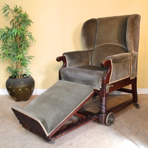 VICTORIAN MAHOGANY RECLINING INVALIDS WING ARMCHAIR - ADDITIONAL PHOTO 2