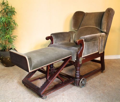 VICTORIAN MAHOGANY RECLINING INVALIDS WING ARMCHAIR - ADDITIONAL PHOTO 5