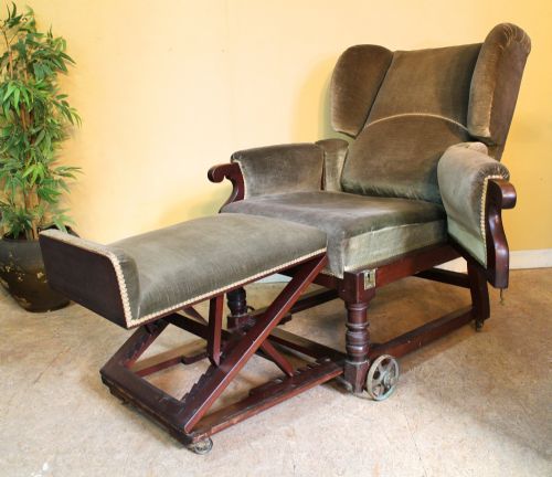 VICTORIAN MAHOGANY RECLINING INVALIDS WING ARMCHAIR - ADDITIONAL PHOTO 6