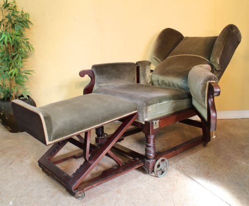VICTORIAN MAHOGANY RECLINING INVALIDS WING ARMCHAIR - ADDITIONAL PHOTO 7
