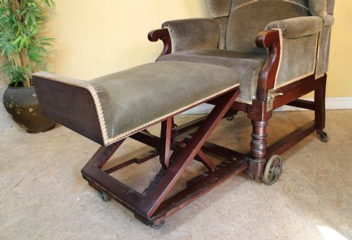 VICTORIAN MAHOGANY RECLINING INVALIDS WING ARMCHAIR - ADDITIONAL PHOTO 8