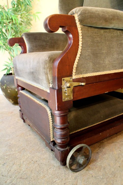 VICTORIAN MAHOGANY RECLINING INVALIDS WING ARMCHAIR - ADDITIONAL PHOTO 9