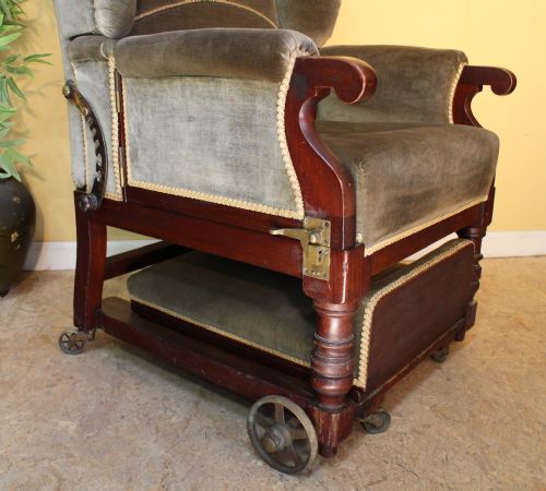 VICTORIAN MAHOGANY RECLINING INVALIDS WING ARMCHAIR - ADDITIONAL PHOTO 10