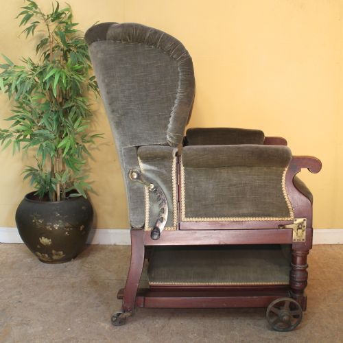 VICTORIAN MAHOGANY RECLINING INVALIDS WING ARMCHAIR - ADDITIONAL PHOTO 11