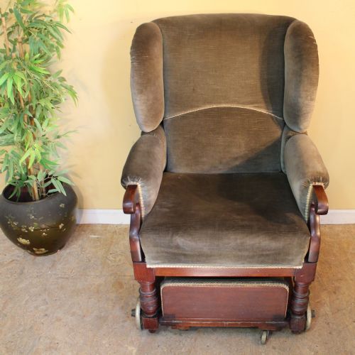 VICTORIAN MAHOGANY RECLINING INVALIDS WING ARMCHAIR - ADDITIONAL PHOTO 12